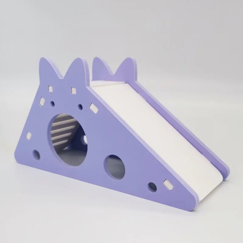 Assembled Hamster Slide Toy Guinea Pig Golden Bear Wooden Colorful Hamster House Small Pets Cage Toys Hamster Accessories