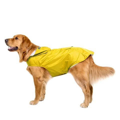 Dog Raincoat Medium Large Dogs Waterproof Hooded Jacket Rain Clothes with Reflective Stripe Outdoor Accessories