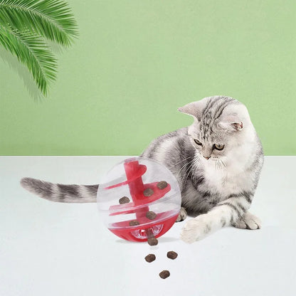 Cat Spiral Ball Educational Toy – Resistant Bite, Dual-Use Food Dispenser for Training and Play, Fun Round Ball for Cats to Eat and Chase