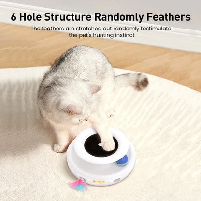 ROJECO 2 in 1 Smart Cat Toys Automatic Feather Fun Ball Toy Set 5 Modes Electronic Interactive Cat Toy Accessories
