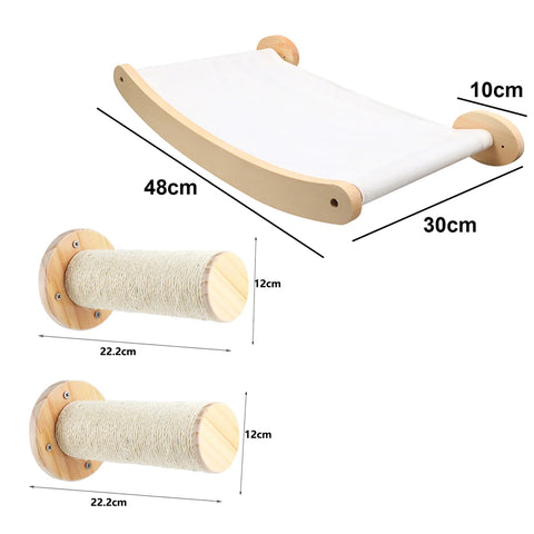 Cat Climbing Shelves Wall Mounted Cat Tree Wooden Furniture Scratcher Jumping Platform Rope Ladder Cat Sleeping and Playing
