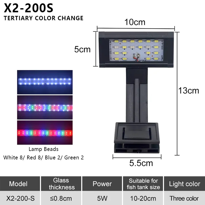 LED Aquarium European Standard 220V Fish Tank Light Ultra-thin Plant Growth Clip Light Aquarium Light Lighting 5W/7W/9W/12W