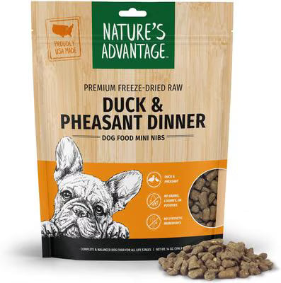 Nature's Advantage Duck & Pheasant Mini Nibs Grain-Free Freeze-Dried Raw Dog Food, 14-oz bag